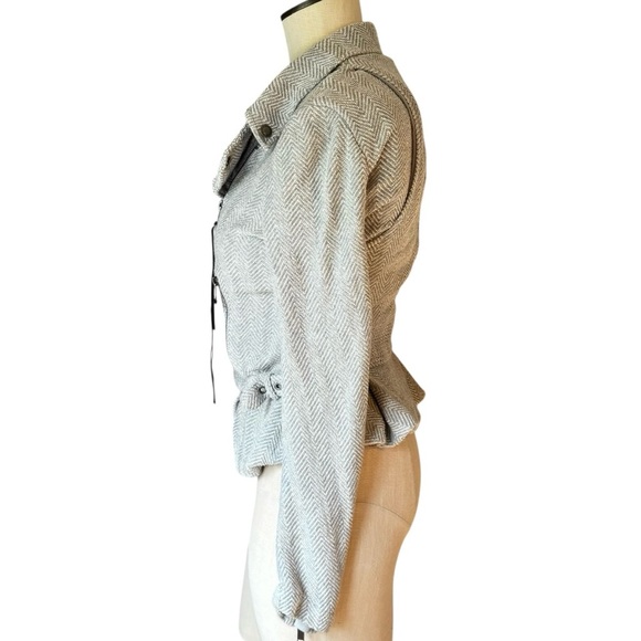 Diesel Women’s Chevron Light Gray Racer Moto Cotton Knit Jacket Size XS - Picture 3 of 8